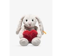 Steiff Hoppie Rabbit with Heart, 16 cm, Light Grey, Plush Toy Rabbit with Floppy Ears, Soft Cuddly Friends, Fluffy Stuffed Toy for Cuddling and Playing, Cuddly Toy for Girls and Boys, Machine Washable