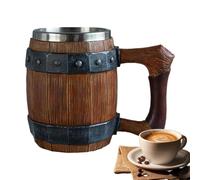 Stein Mug Stainless Steel Resin Tankard Cup, Handmade Antique Barrel Beer Mug for Christmas, Birthday, Oktoberfest, Father's Day
