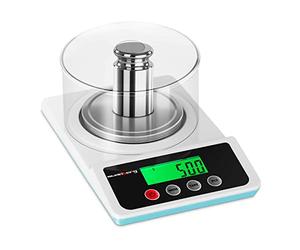 Steinberg Systems Digital Precision Scale Tabletop Laboratory Scale Weighing Professional LCD Display 500g/0.01g SBS-LW-500 (3xAAA Batteries, Platform 10cm, Stainless Steel, Plastic, 6 Units)