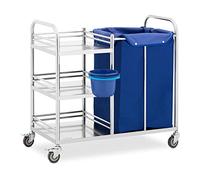 Steinberg Systems Laundry Trolley - 3 shelves & laundry bag - 50 kg - stainless steel SBS-LF-139