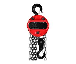 Steinberg Systems Steel Chain Block Hand Chain Hoist Block and Tackle Manual Lifting Heavy Load Heavy Duty 3000kg 3m SBS-FZ 3000/3GM (2 G80 Chains, 2 Hooks, Chain Link ⌀ 8mm, Lifting Force 343N)