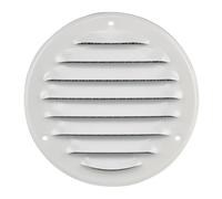 Steinberg14 White 100mm Metal Air Vent Cover with Insect Mesh - 4 inch Round Ventilation Grille