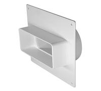 Steinberg14 White 110x55mm - Ø 100mm Flat Channel to Round Pipe Ducting Adaptor with Flange - Plastic Connector, Adapter, Reducer