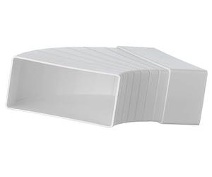 Steinberg14 White 110x55mm / 4x2 inch - 15-60° Horizontal Elbow - Flat Channel Bend - Rectangular Plastic Ducting Adaptor