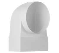 Steinberg14 White 110x55mm to Ø 100 mm Flat Channel to Round Pipe Ducting Adaptor - 90° Elbow Bend, Connector