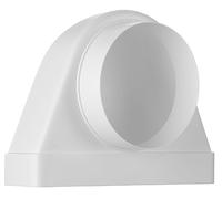 Steinberg14 White 125 mm - 220x55mm Rectangular to Round 90 Degree Bend - Plastic Elbow Adapter