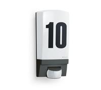 Steinel House Number Light L 1 S Black E27 - max. 60 Watts Outdoor Wall Light with 180° Motion Sensor 10 m Range - Number Plaque Light for Front Door