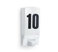 Steinel House Number Light L 1 S White E27 - max. 60 Watts Outdoor Wall Light with 180° Motion Sensor 10 m Range - Number Plaque Light for Front Door