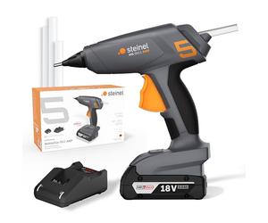 Steinel MobileGlue 5011 Battery Hot Glue Gun Set Including 2.0 Ah 18 V Bosch AMPShare Battery and Glue Sticks, 2 Temperature Levels 130°/200°C