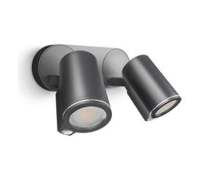 Steinel Spot Duo S Spotlight, 90° Motion Detector, Including LED Lamp, can be Networked by Cable, Aluminium, 14.95 W, Anthracite