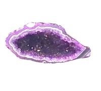 Steinfixx - Beautifully coloured agate geode | cut | A* quality | polished cut edge | lucky geode I fairy garden (purple)