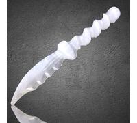 Steinfixx® Hand Carved Selenite Ritual Knife with Spiral Handle for Wicca and Pagan - with Small Acrylic Stand