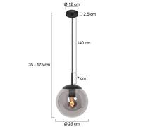 Steinhauer Bollique pendant light, black, Ø 25 cm, glass, 1-bulb, globe