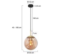 Steinhauer Bollique pendant light, brass, Ø 30 cm, glass, 1-bulb, globe