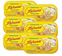 Steinhauer Canned Easy Open Cod Liver | Canned Foods | Healthy & Delicious Food | Tasty Spread on Bread | Canned Fish | Ukraine Origin | 120g (Pack of 6)