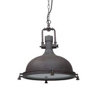 Steinhauer Eliga pendant light, brown, metal, glass diffuser, E27