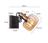 Steinhauer Glaslic wall light, amber, 1-bulb, glass, metal