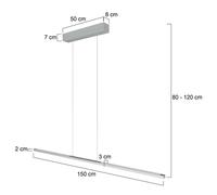 Steinhauer LED pendant light Bande, 155 cm, up/down, steel, CCT, dimmable