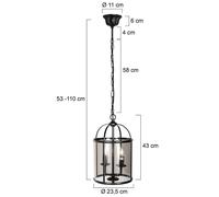 Steinhauer Pimpernel pendant light, Ø 23 cm, black, smoke grey glass
