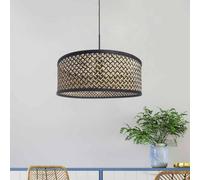 Steinhauer Sparkled Light pendant light, woven shade in black and wood