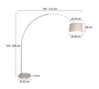 Steinhauer Sparkled Light silver/mud arc floor lamp, height 240 cm