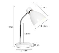 Steinhauer Spring table lamp, white, metal, flexible arm, with switch