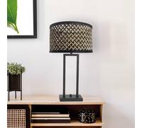 Steinhauer Stang 3703ZW table lamp, black/natural woven shade