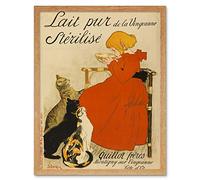 Steinlen Quillot Brothers Milk Cats Advert Art Print Framed Poster Wall Decor 12x16 inch