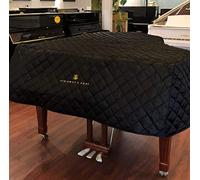 Steinway Model M Piano Cover with Logo Embroidery 5'7" - Quilted Black Nylon with Side Splits
