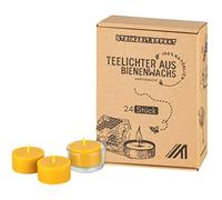 Steinzeiteffekt Beeswax Tea Lights - Handmade by Organic Beekeeper with Glass Tea Light Holder - FSC Certified - Pesticide Free - 100% Natural Wax (Pack of 24)