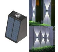 SteJar Solar Wall Lights Outdoor, 2 PCS, Up and Down 2 LED, IP65 Waterproof, Exterior Wall Lights for House, Garage, Garden, Yard, Porch (Cool White)