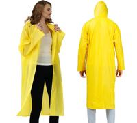 STEK Rain Poncho, Adult Ponchos Waterproof with Drawstring Hood for Women & Men, Lightweight Reusable EVA Material Rain Coat Jacket for Outdoor Hiking, Camping, Cycling, and Concerts (Yellow 125cm)