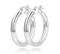 Steling Silver Chunky Earrings - Thick Hollow Tube Hoops, Hypoallergenic, Lightweight, 20/30/40/50/60MM