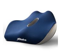 Stelive Memory Foam Seat Cushion, Coccyx & Tailbone Relief | Ergonomic Design, Removable And Washable Cover, Non-Slip Bottom, Blue & Grey