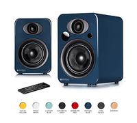 Steljes Audio NS3 Powered Loud Speakers Bookshelf Stereo System 45W RMS 60Hz to 20kHz British Design Connect RCA, 3.5mm Stereo, Optical, Bluetooth, with Built-in Subwoofer USB Charge (Artisan Blue)