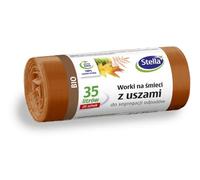Stella 032181 Bin Liners with Handles for Organic Waste Separation | 35 L | Pack of 20 | Bin Bags for Household Waste Office Made of Thick LDPE Regranulate Film Colour: Brown