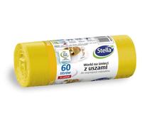 Stella 035144 Bin Liners with Handles for Metal Plastic and Plastic Separation | 60 L | Pack of 14 | Bin Bags for Household Waste Office Made of Thick LDPE Regranulate Film Colour: Yellow