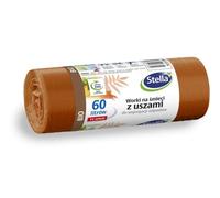 Stella 035175 Bin Liners with Handles for Organic Waste Separation | 60 L | Pack of 14 | Bin Bags for Household Waste Office Made of Thick LDPE Regranulate Film Colour: Brown