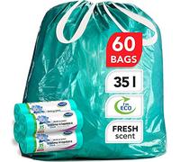 Stella 35l Large Bin Bags Bin Strong 35l Liners Drawstring Liners Mint Scented Rubbish Bags Environmentally Conscious Plastic Waste Bags Durable and Tear-resistant for Home and Office Use Pack
