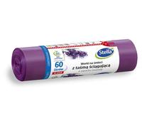 Stella Bin Liners with Drawstring, 60 L, Pack of 10, Lavender Fragrance, Rubbish Bags for Household and Office, Made of LDPE Film, Made from Regranules, Lavender/Purple