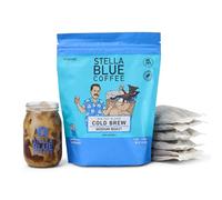 Stella Blue Cold Brew Arabica Big Cat Blend Coffee, 6 Ready-to-Brew Packets, Enriching Caramel and Hazelnut Notes with Sweet Fruitiness - Fresh Cold Brew for True Fanatics