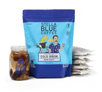 Stella Blue Cold Brew Coffee Packets, Electric Avenue Blend, Dark Roast Ground Coffee, Toffee, Dark Chocolate, and Subtle Smokey Notes, 100% Arabica, 6 Brew Packets, Makes 24 Bold Cups