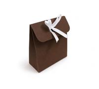 Stella Crafts 25 Elegant Brown Bag Box Wedding Favour Boxes with White Satin Ribbon - Luxury Gift Boxes for Sweets, Chocolates, Treats & Small Gifts, Wedding Table Decorations & Party Favours