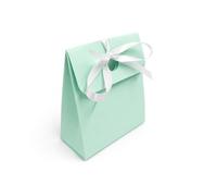 Stella Crafts 25 Elegant Light Green Bag Box Wedding Favour Boxes with White Satin Ribbon - Luxury Gift Boxes for Sweets, Chocolates, Treats & Small Gifts, Wedding Table Decorations & Party Favours