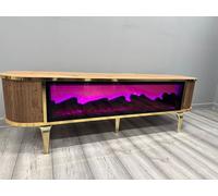 Stella Furniture Electric Fireplace TV Unit with Remote Control, Realistic Flame Effect TV Cabinet, No Heating Function (OAK)