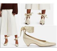 Stella Mccartney Icon Bow-tied Satin Silk Wrapped Ankle Pumps Shoes 36.5