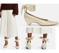 Stella Mccartney Icon Bow-tied Satin Silk Wrapped Ankle Pumps Shoes 39