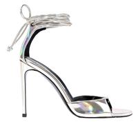 Stella Mccartney Silver VEGAN Faux Ankle Tie Heels Sandals Pumps Shoes 36