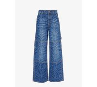 Stella Mccartney Womens Blue Vintage Denim Abstract-print Straight-leg Mid-rise Jeans 26