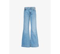 Stella Mccartney Womens Mid Vintage Blue Falabella Chain-embellished Flared-leg Mid-rise Denim Jeans 28